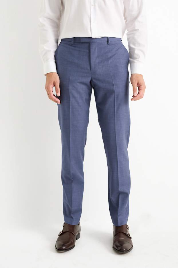 Bărbați - Pantaloni modulari din lână - regular fit - cu model - albastru închis