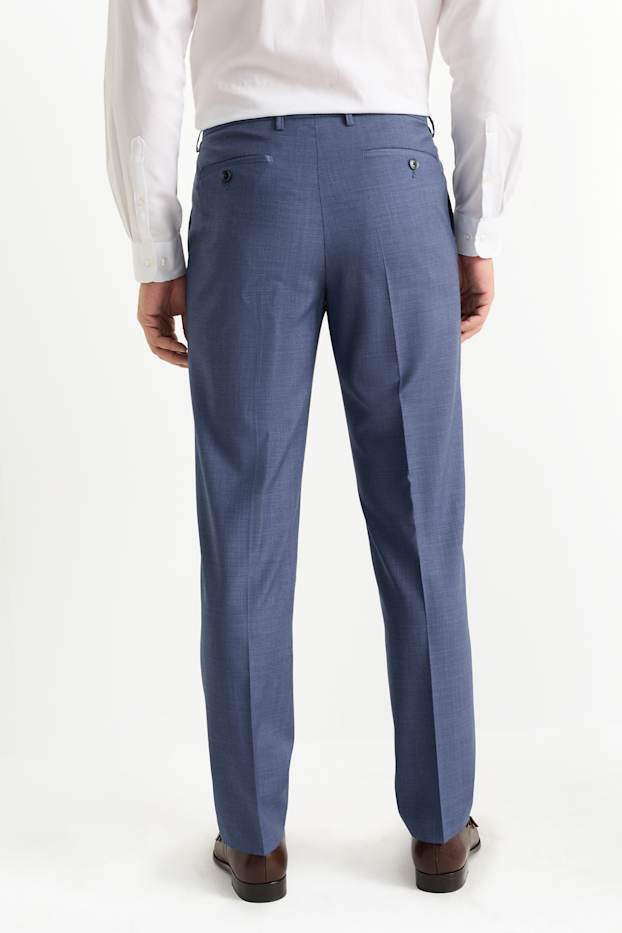 Bărbați - Pantaloni modulari din lână - regular fit - cu model - albastru închis