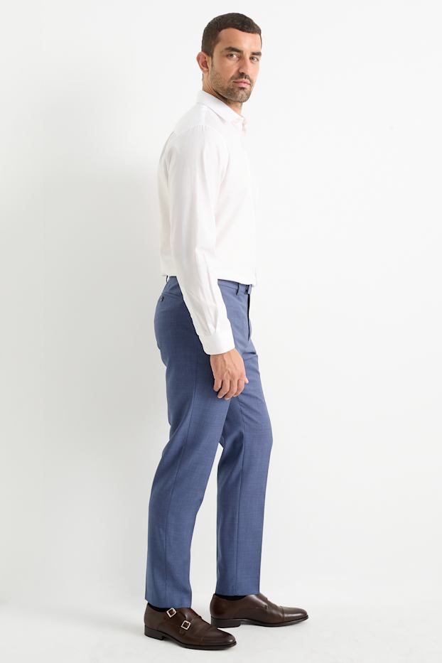 Bărbați - Pantaloni modulari din lână - regular fit - cu model - albastru închis