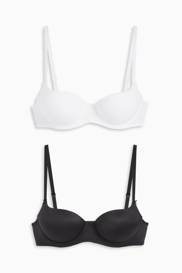 Femei - Multipack 2 buc. - sutien cu armătură - FULL COVERAGE - vătuit - negru