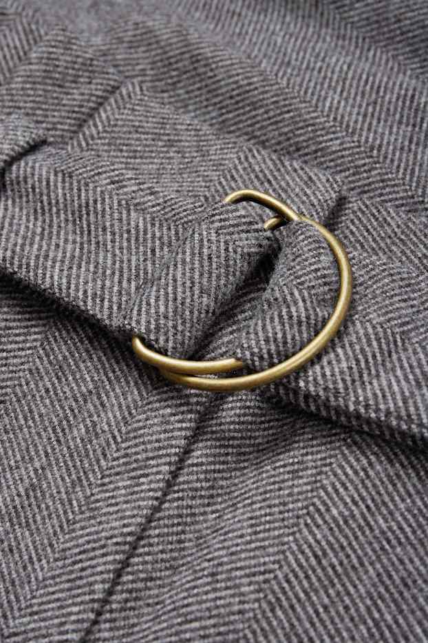Femei - Pantaloni office cu curea - talie medie - straight fit - gri