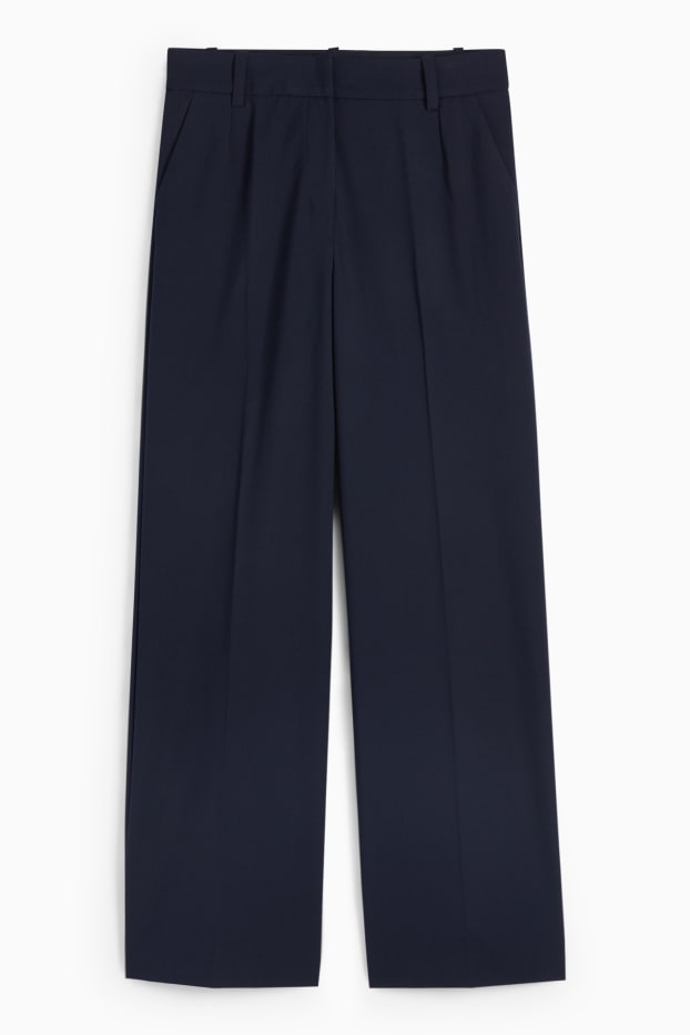Femei - Pantaloni office - talie înaltă - wide leg - albastru închis