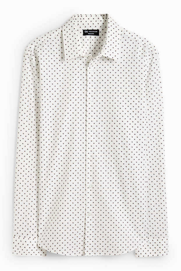 Bărbați - Cămașă - regular fit - guler Kent - print minimalist - structurată - alb