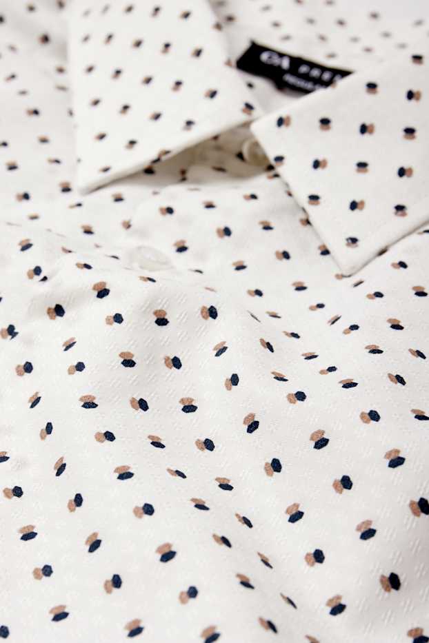 Bărbați - Cămașă - regular fit - guler Kent - print minimalist - structurată - alb