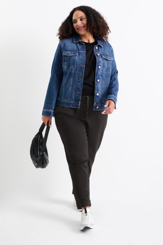 Femei - Pantaloni de stofă - talie medie - tapered fit - negru