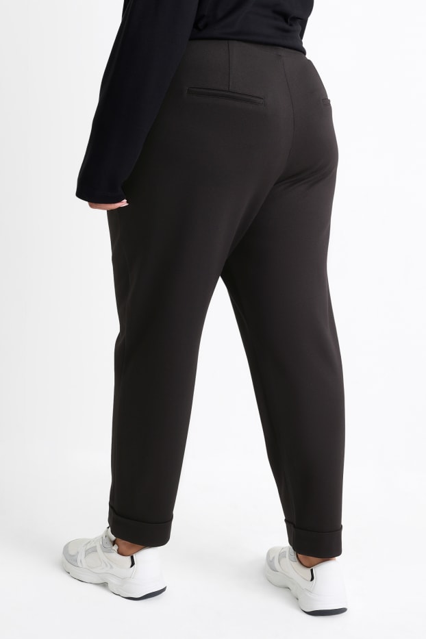 Femei - Pantaloni de stofă - talie medie - tapered fit - negru