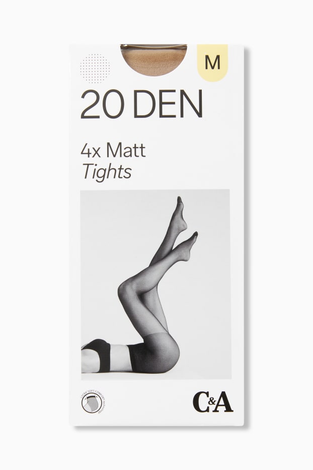 Dámské - Multipack 4 ks - silonky - 20 DEN - béžová