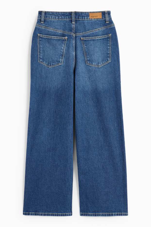 Copii - Fete - Inimă - wide leg jeans - denim-albastru