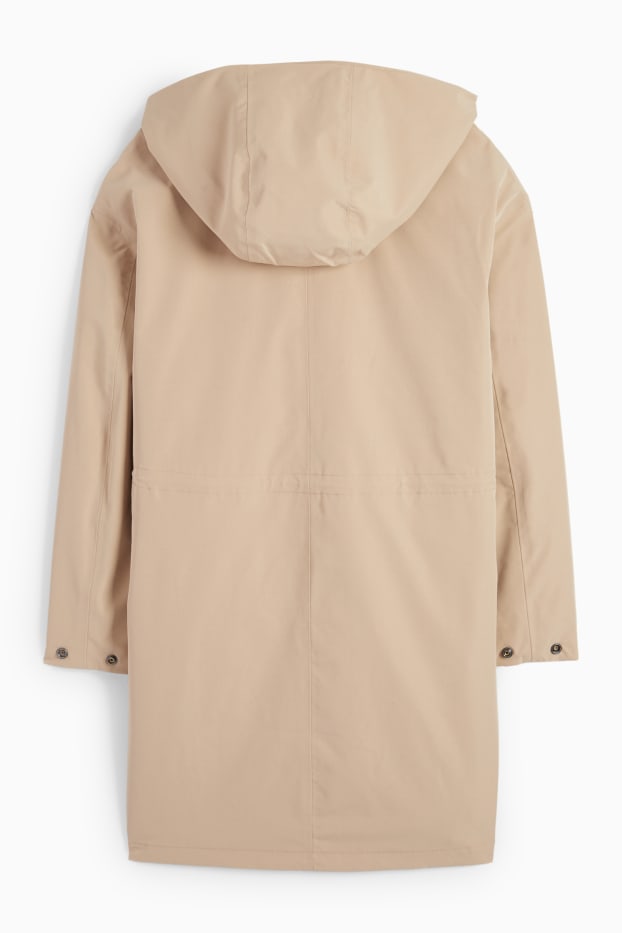 Damen - Regenjacke mit Kapuze - wasserdicht - beige