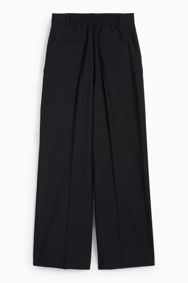 Femei - Pantaloni de stofă - talie înaltă - wide leg - negru