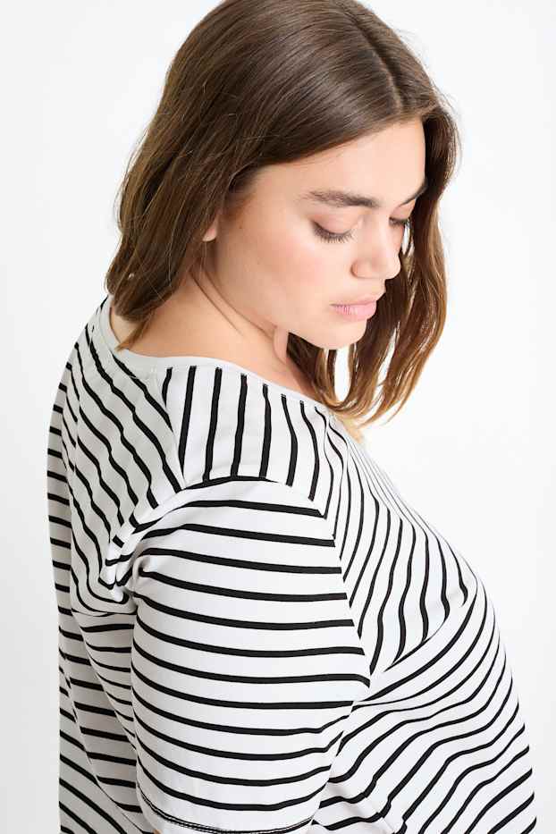 Femei - Multipack 2 buc. - tricou cu decolteu în V - LYCRA® - negru / alb