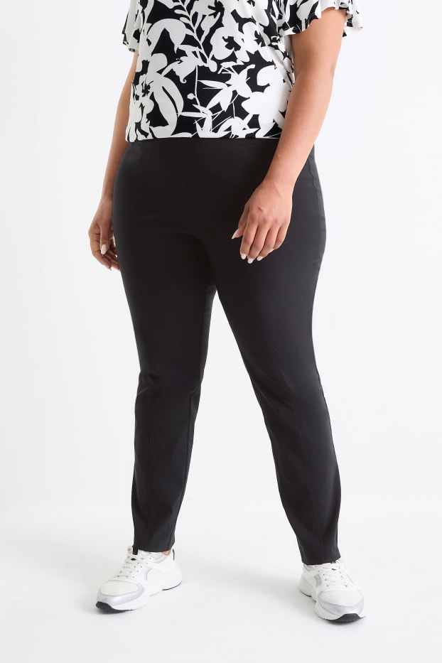 Femei - Pantaloni de stofă - talie înaltă - straight fit - LYCRA® - negru