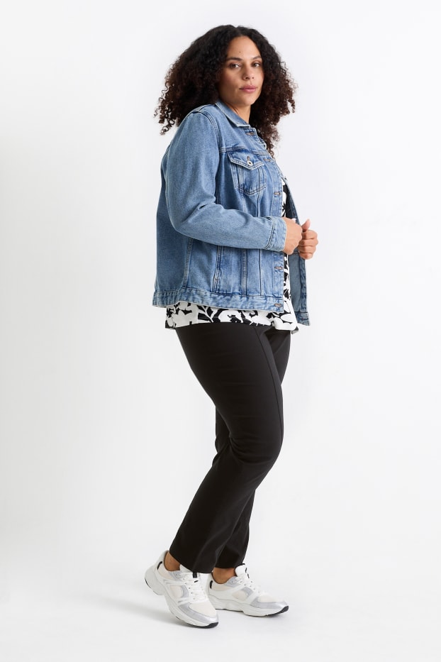 Femei - Pantaloni de stofă - talie înaltă - straight fit - LYCRA® - negru