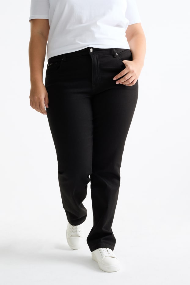 Femei - Straight jeans - talie medie - LYCRA® - negru
