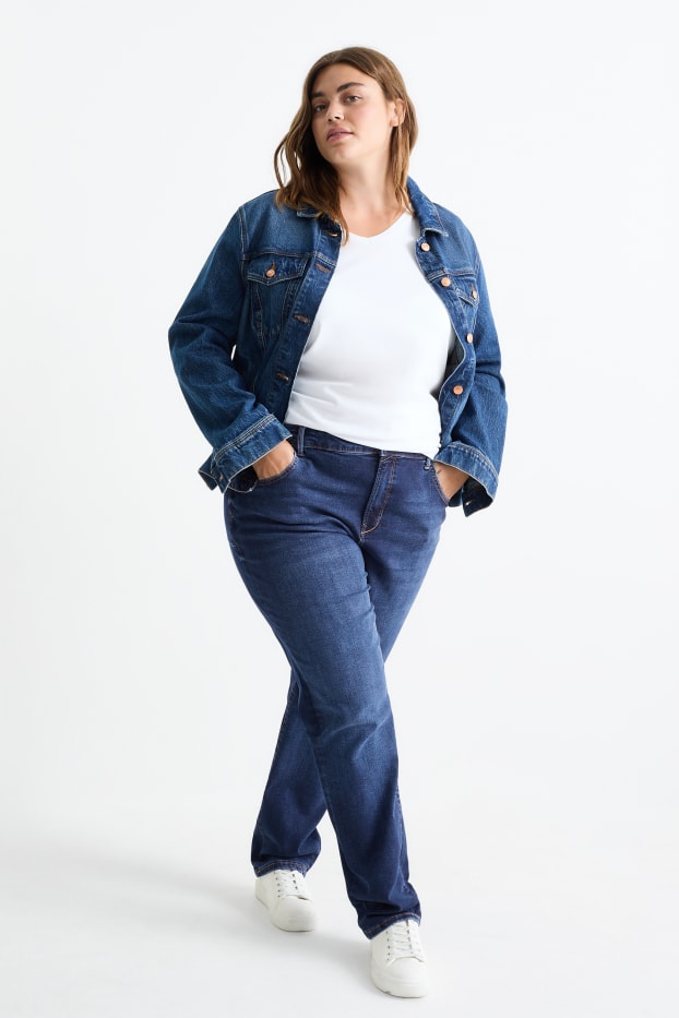 Femei - Slim jeans - talie medie - jeans modelatori - Flex - LYCRA® - denim-albastru închis