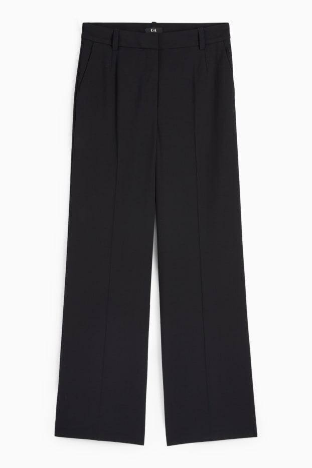 Femei - Pantaloni office - talie înaltă - wide leg - negru