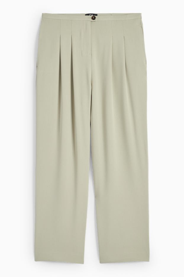 Femei - Pantaloni de stofă - talie înaltă - tapered fit - verde deschis