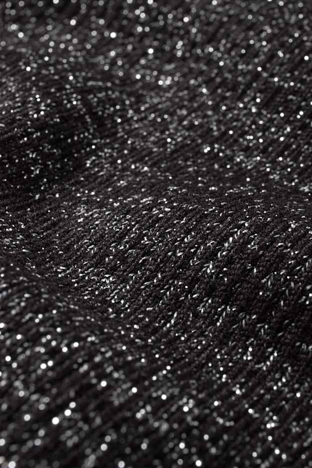 Copii - Fete - Rochie tricotată - aspect lucios - negru