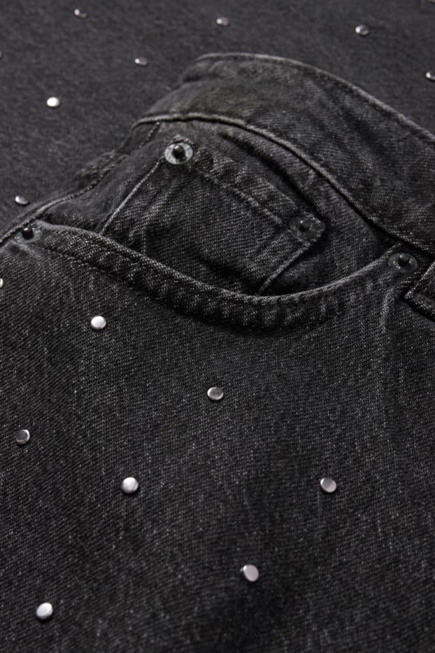 Femei - Wide leg jeans - talie medie - gri închis