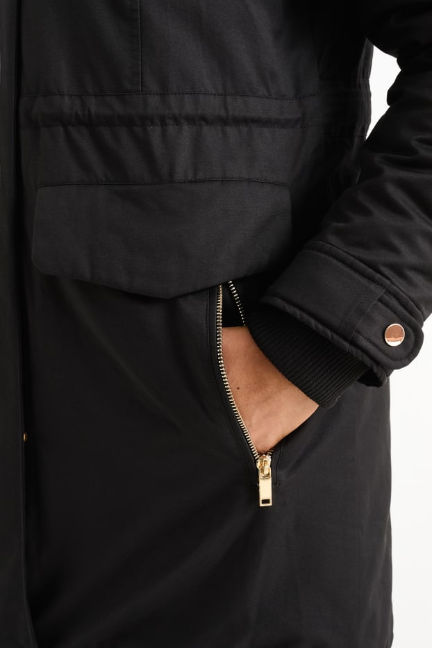 Femei - Parka cu glugă - negru