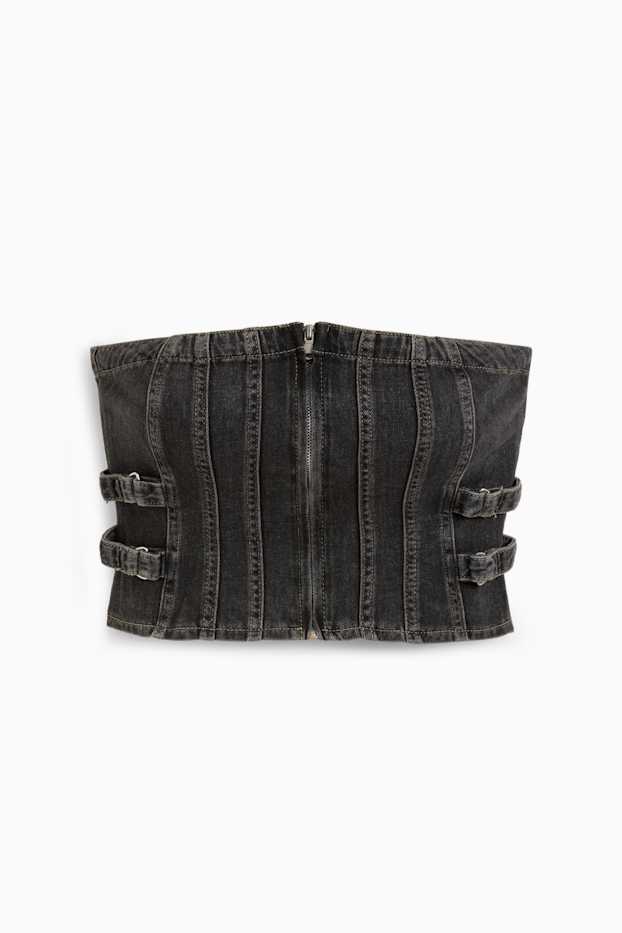 Femei - Corset din denim - denim-gri închis