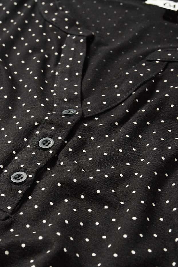 Femei - Tricou cu mânecă lungă - cu buline - negru