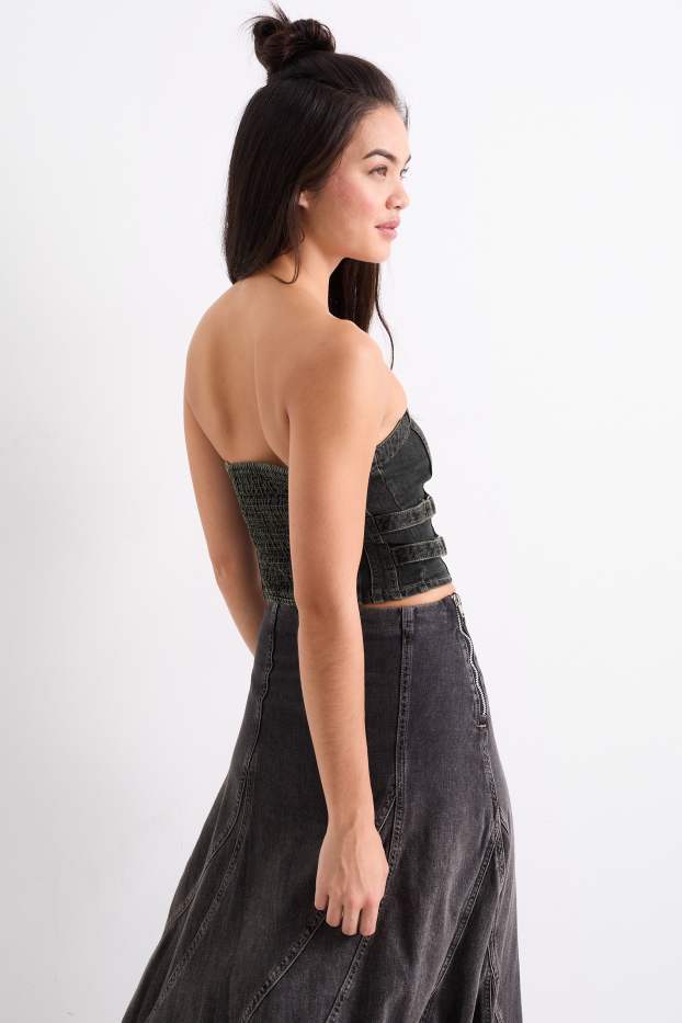 Femei - Corset din denim - denim-gri închis