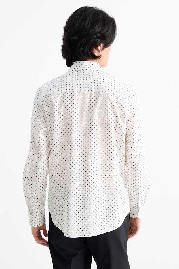 Bărbați - Cămașă - regular fit - guler Kent - print minimalist - structurată - alb