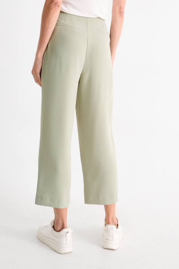 Femei - Pantaloni de stofă - talie înaltă - tapered fit - verde deschis