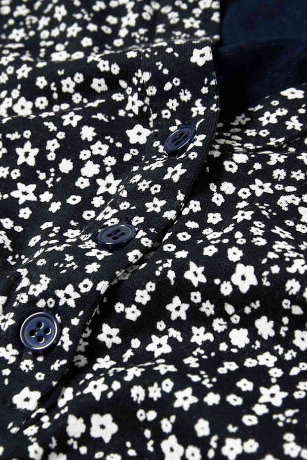 Femei - Tricou cu mânecă lungă - cu flori - negru