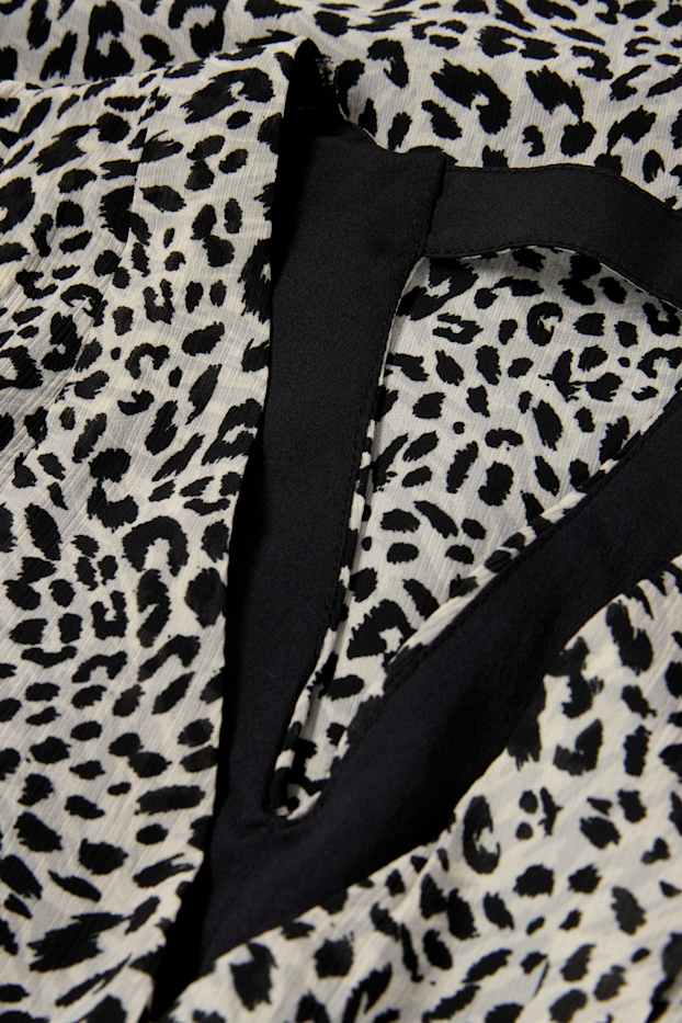 Femei - Rochie din șifon cu decolteu în V - imprimeu de leopard - structurată - gri deschis