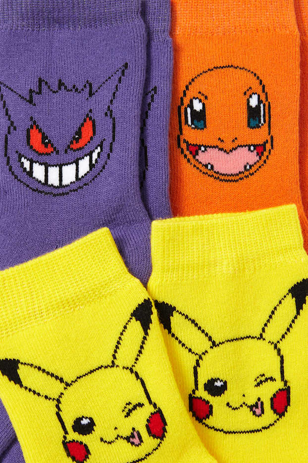 Children Boys - Multipack of 3 - Pokémon - warm socks with motif - yellow