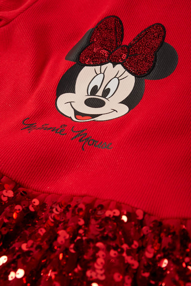 Kinderen: meisjes - Minnie Mouse - set - jurk en tas - 2-delig - donkerrood