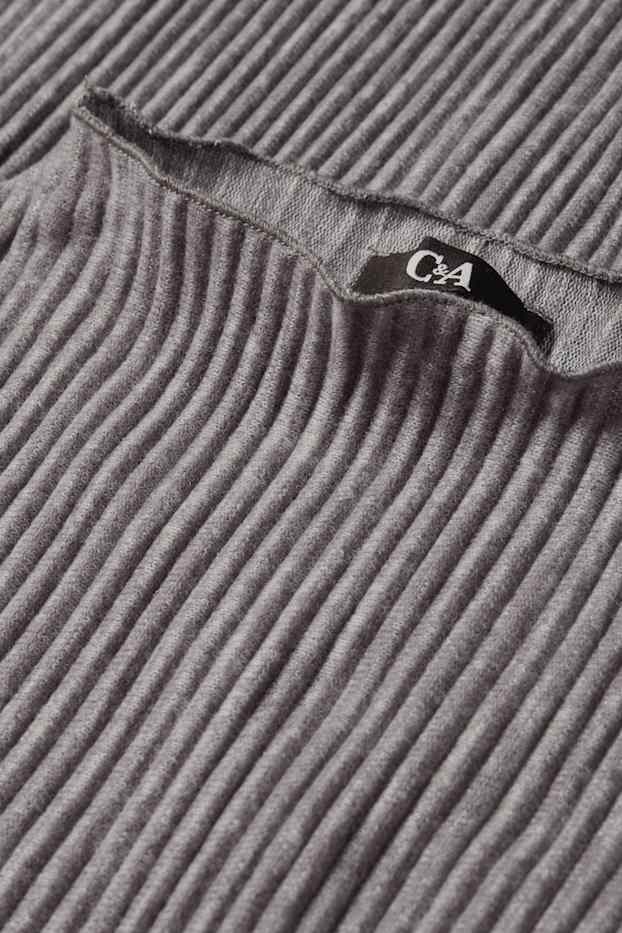 Damen - Langarmshirt - gerippt - dunkelgrau