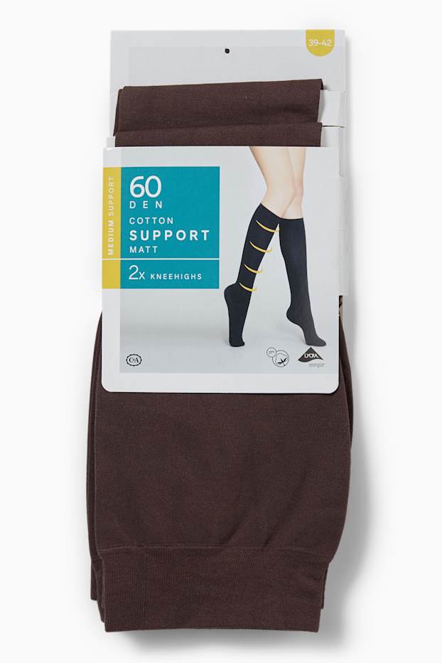 Femei - Multipack 4 buc. - ciorapi fini până la genunchi - 60 DEN - Cafea