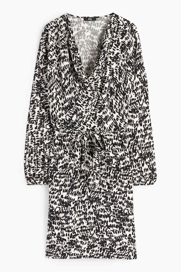 Damen - Viskose-Kleid - gemustert - schwarz / weiß