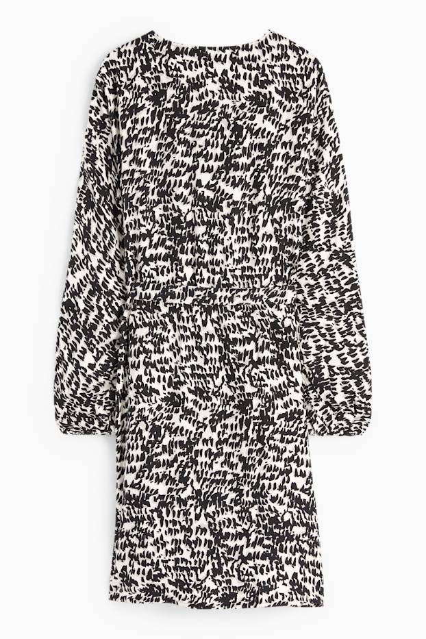 Damen - Viskose-Kleid - gemustert - schwarz / weiß