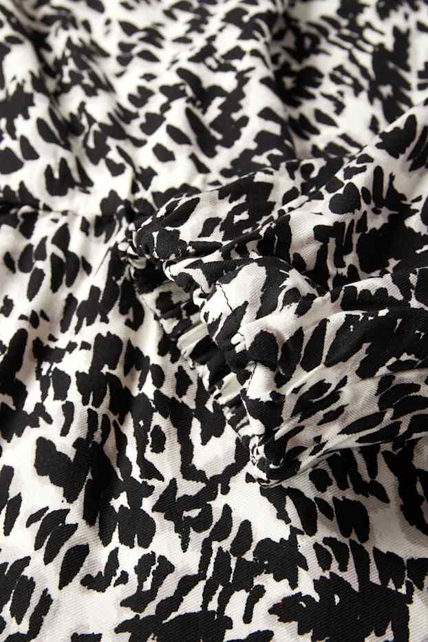 Damen - Viskose-Kleid - gemustert - schwarz / weiß