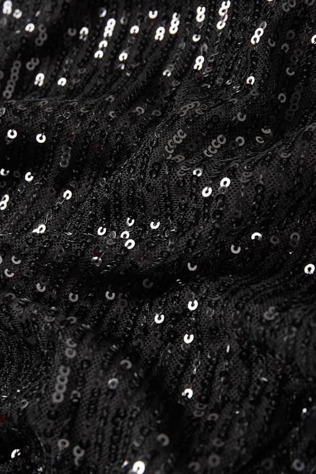 Femei - Tricou cu paiete - negru