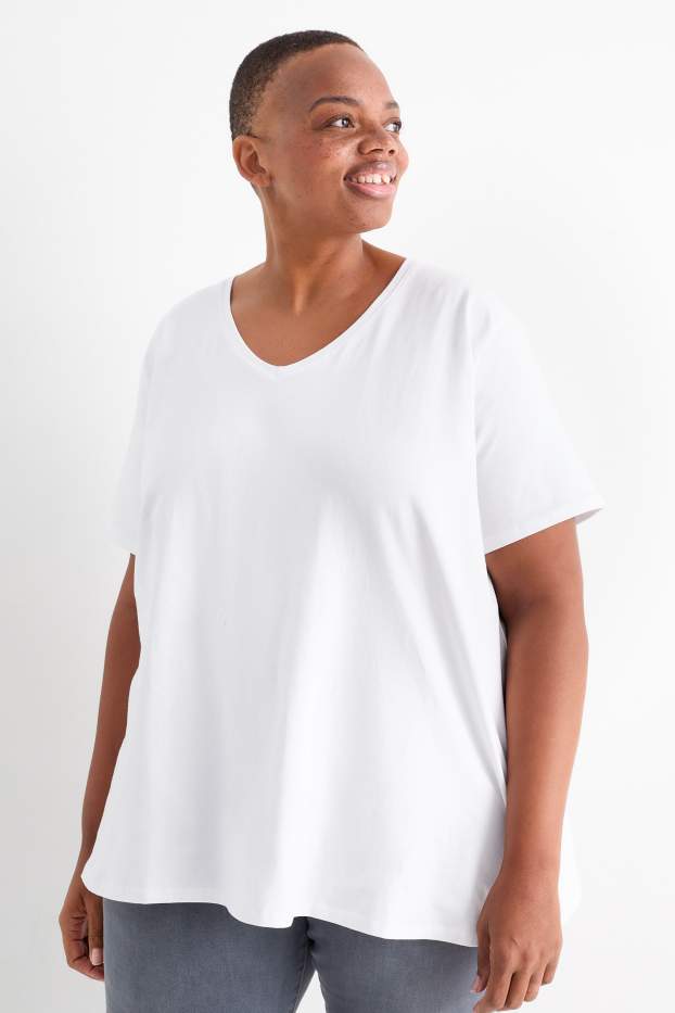 Femei - Multipack 2 buc. - tricou cu decolteu în V - LYCRA® - alb