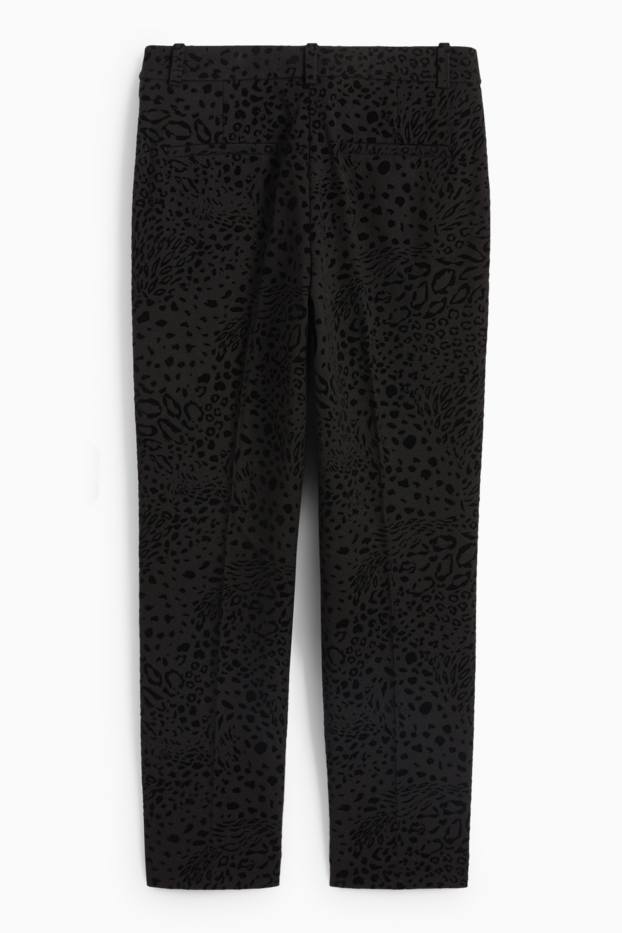 Femei - Pantaloni office - talie înaltă - regular fit - imprimeu de leopard - negru