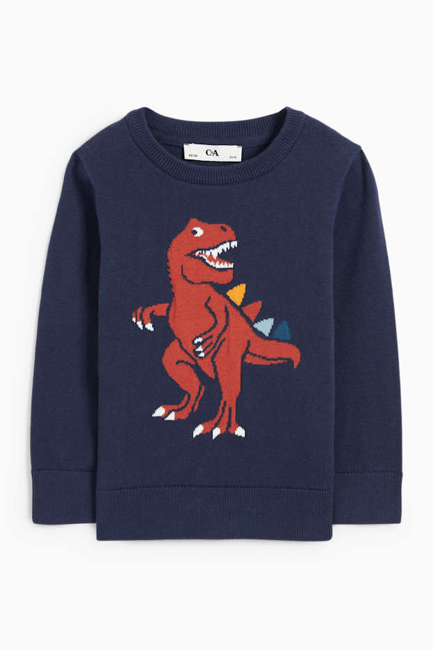 Copii - Băieți - Dinozaur - pulover - albastru închis