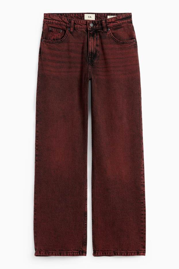 Femei - Baggy jeans - talie medie - bordo