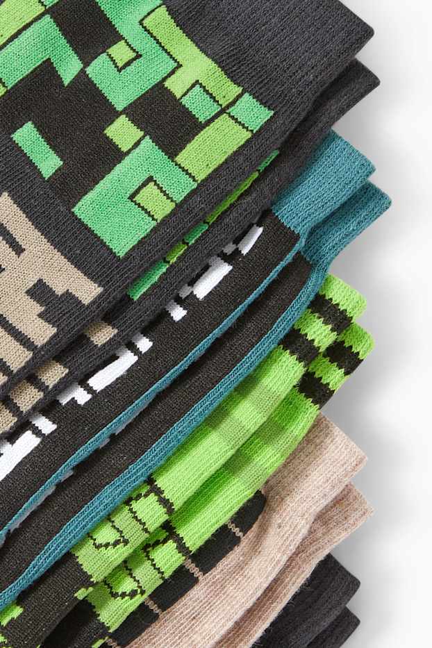 Copii - Băieți - Multipack 5 perechi - Minecraft - șosete cu motive - negru