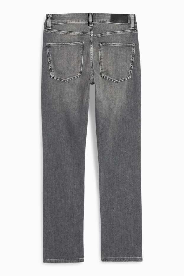Femei - Slim jeans cu ștrasuri - talie medie - gri
