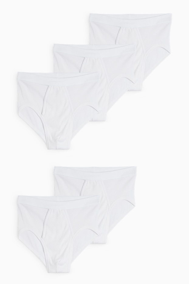 Men - Multipack of 5 - briefs with fly - skinny rib - white