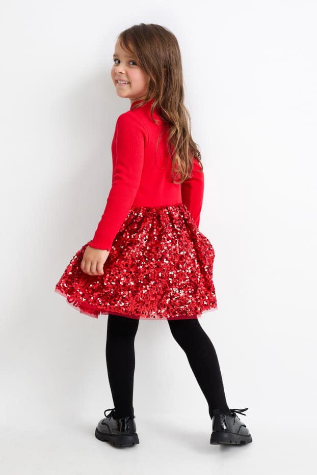 Kinderen: meisjes - Minnie Mouse - set - jurk en tas - 2-delig - donkerrood