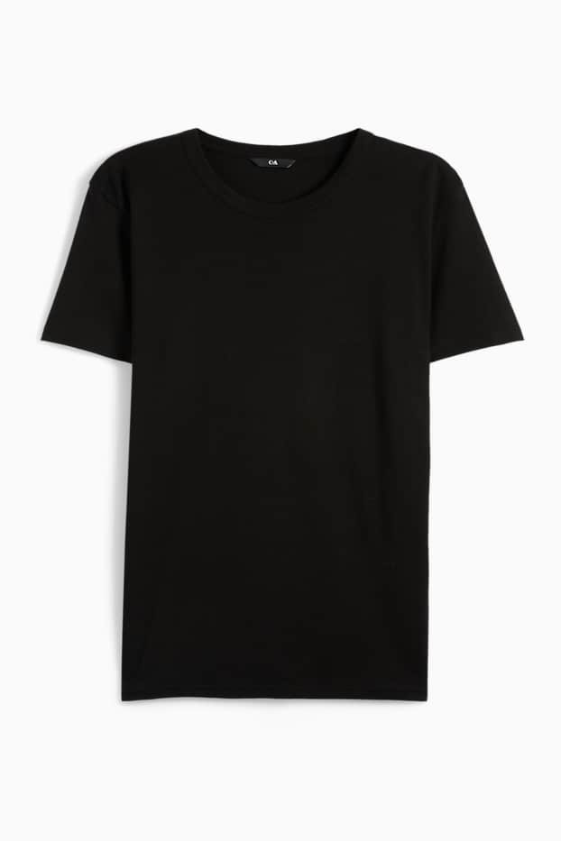 Bărbați - Tricou - slim fit - reiat fin - negru