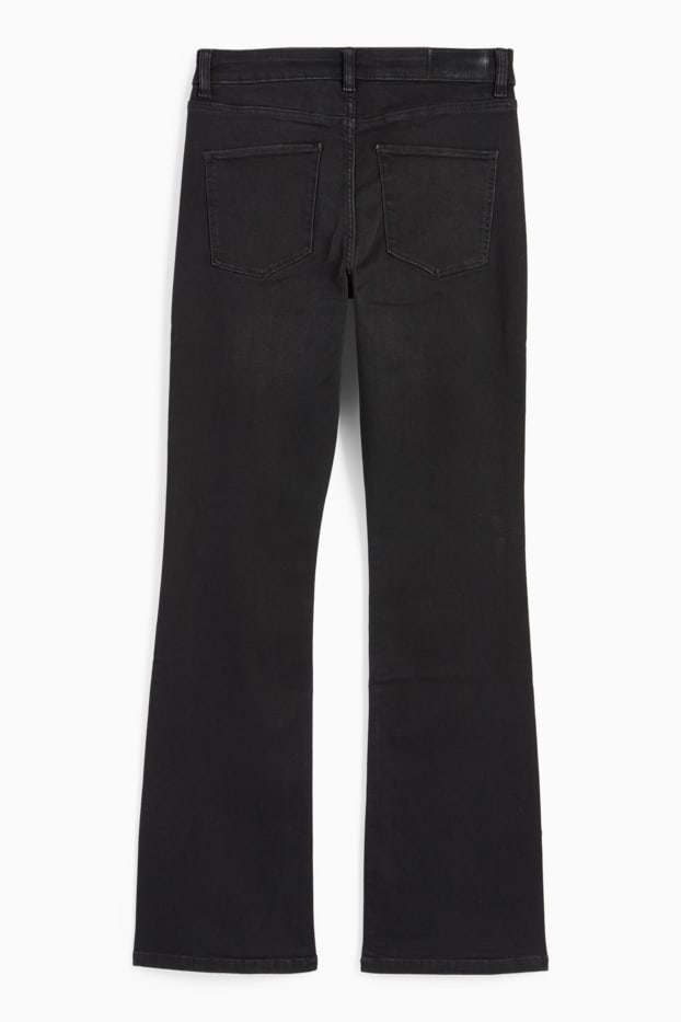 Femei - Bootcut jeans cu ștrasuri - talie medie - denim-gri închis