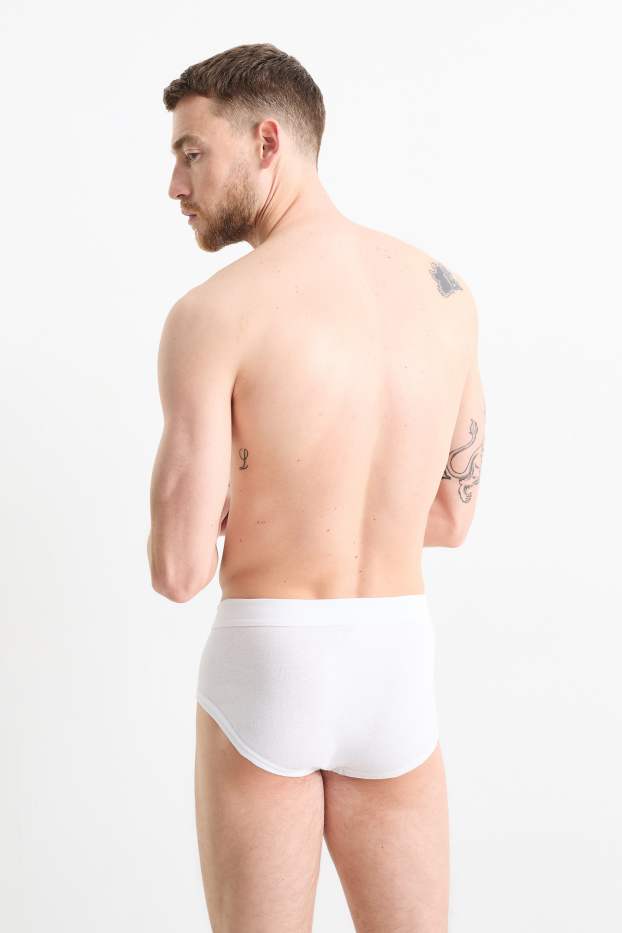 Men - Multipack of 5 - briefs with fly - skinny rib - white